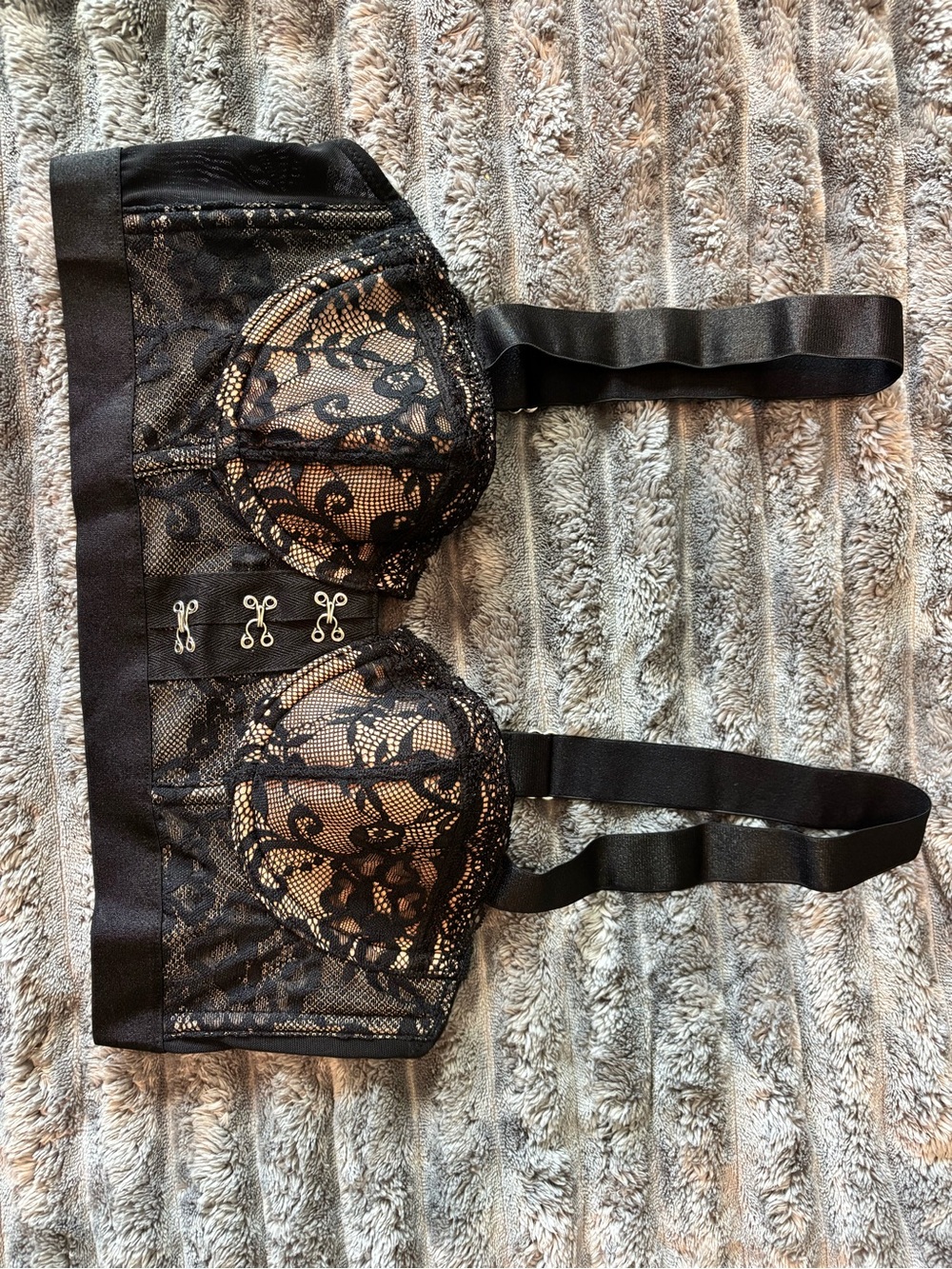 Black Lace Mesh Longline Temperance Contour Balconette Bra Size 34B